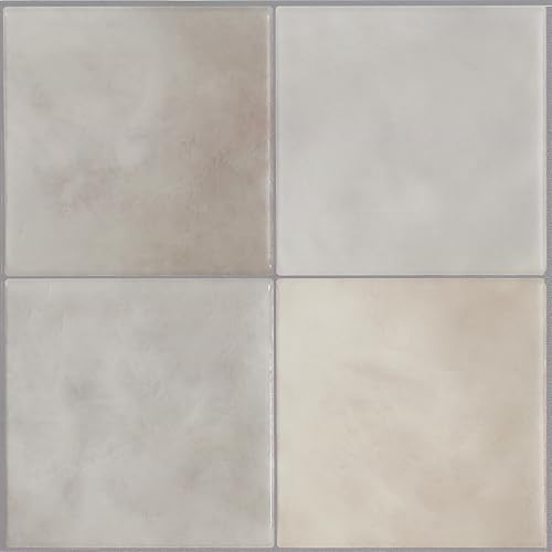Smart Tiles Klebefliesen Küche und Bad – Zellige Beige/Grau, Fliesenaufkleber 3D, Küchenrückwand Selbstklebend, Wandpaneele, 5 Fliesen (22.86x22.86 cm), Einfach zu Montieren, Made in Kanada von SMART TILES