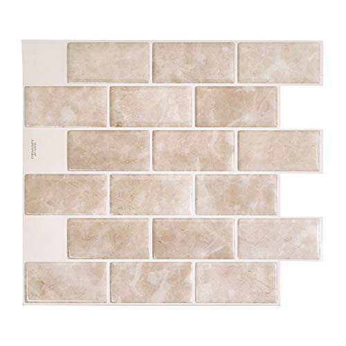 Smart Tiles - Selbstklebende Fliesen - Subway 4 x Bogen Klebefliesen à 27,81 x 24,64 cm (10,95" x 9,7") - 3D Fliesenaufkleber - Spritzschutz für Küche, Bad. von SMART TILES