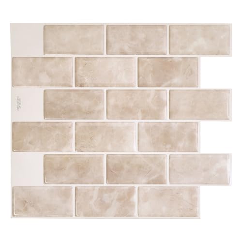 Smart Tiles - Selbstklebende Fliesen - Subway 4 x Bogen Klebefliesen à 27,81 x 24,64 cm (10,95" x 9,7") - 3D Fliesenaufkleber - Spritzschutz für Küche, Bad. von SMART TILES