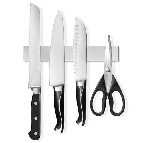 SMART&COOL Magnetleiste Messer Selbstklebend 25cm - Magnet Messerleiste aus Edelstahl mit Extra Starkem Magnet - Messerhalter Magnetisch für Messer und Küchenutensilien von SMART&COOL