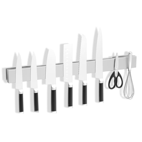 SMART&COOL Magnetleiste Messer aus Edelstahl 45cm - Magnet Messerleiste mit Extra Starkem Magnet - inklusive Klebeband und Schrauben - Messerhalter Magnetisch für Messer und Küchenutensilien von SMART&COOL