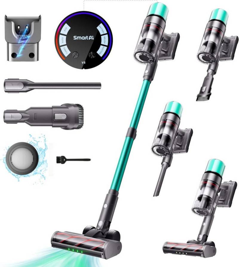 SMARTAI Akku-Hand-und Stielstaubsauger SmartAI V5,600W 50000PA Handstaubsauger 8-in-1 Sauger, beutellos von SMARTAI