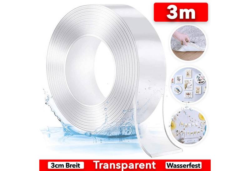 SMARTAI Doppelklebeband Doppelseitiges Klebeband Extra Stark 3M Transparentes Abwaschbares Nano Tape, Ablösbar Spurlos von SMARTAI