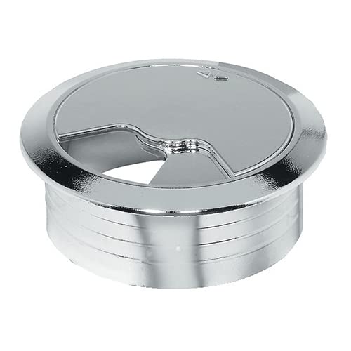 Kabeldurchführung Kabeldurchlass Kabeldose für Schreibtische und Arbeitsplatten, rund, 60 bis 80 mm - in 4 Farben Chrom 60 mm - 1 Stück von SMARTBett