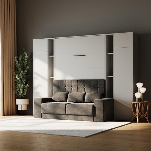 SMARTBett Amazon Set Schrankbett M1 140x200 mit Sofa Anthrazit ? inkl. Regale & Hochschränke PERLGRAU SMARTBett Amazon Set Schrankbett M1 140x200 mit Sofa Anthrazit ? inkl. Regale & Hochschränke PERLGRAU von SMARTBett