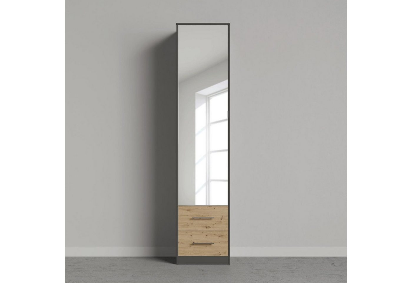 SMARTBett Drehtürenschrank Kleiderschrank mit Spiegeltür 50cm (1-St) von SMARTBett