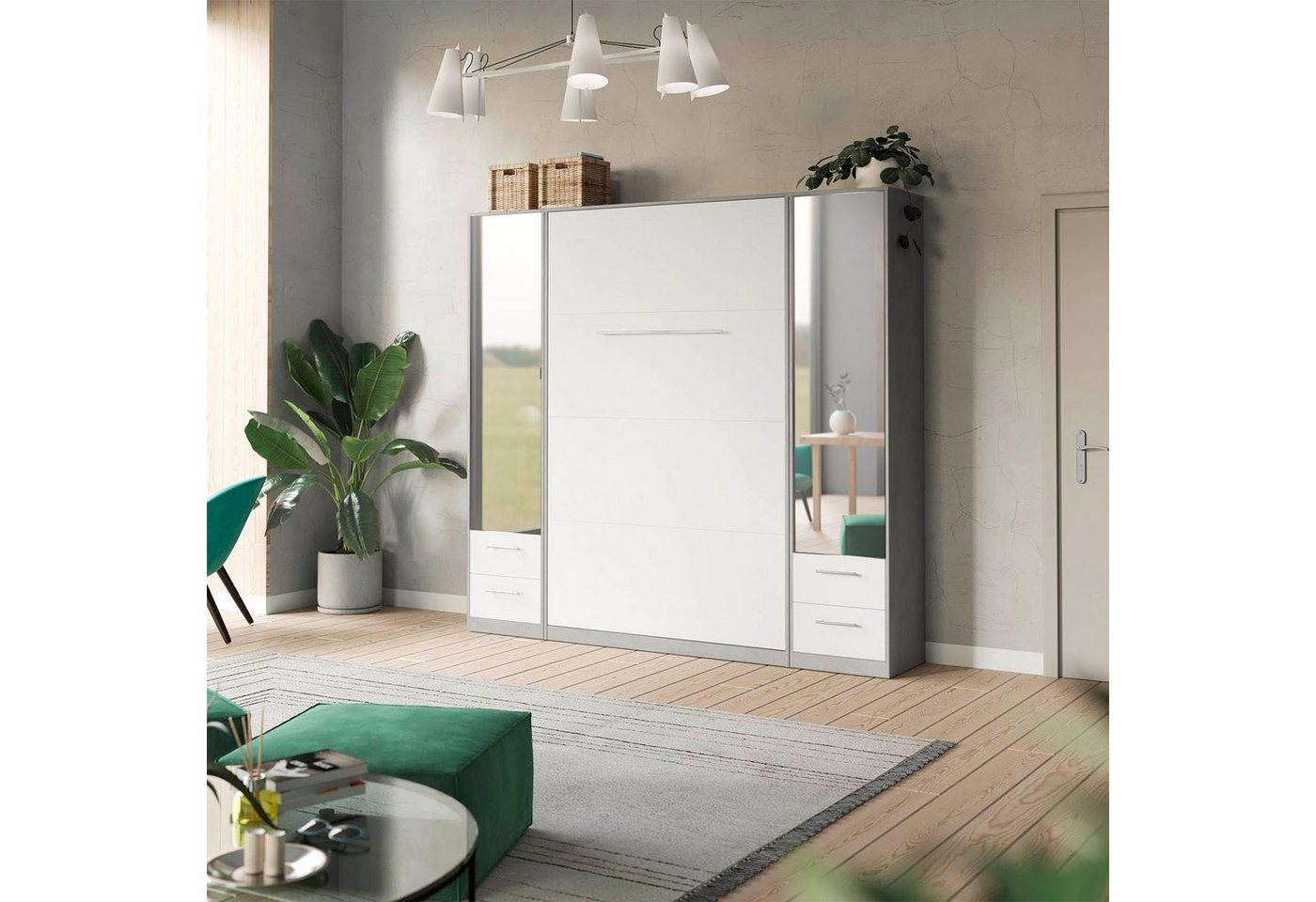 SMARTBett Drehtürenschrank Kleiderschrank mit Spiegeltür 50cm (1-St) von SMARTBett