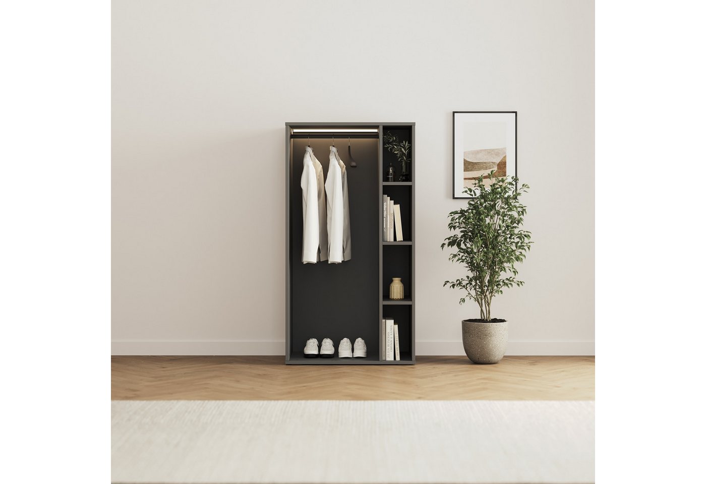 SMARTBett Kleiderschrank Schrank STA.2.0016 (Serie M2 Tiefe 55cm) Höhe 168,2cm Anthrazit von SMARTBett