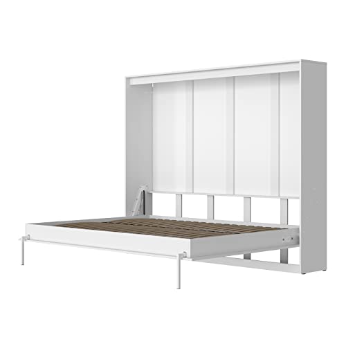 SMARTBett Schrankbett Classic mit Gasdruckfedern 160x200cm Horizontal Weiss | Wandbett, Wandklappbett fürs Gästezimmer, Büro, Wohnzimmer, Schlafzimmer von SMARTBett