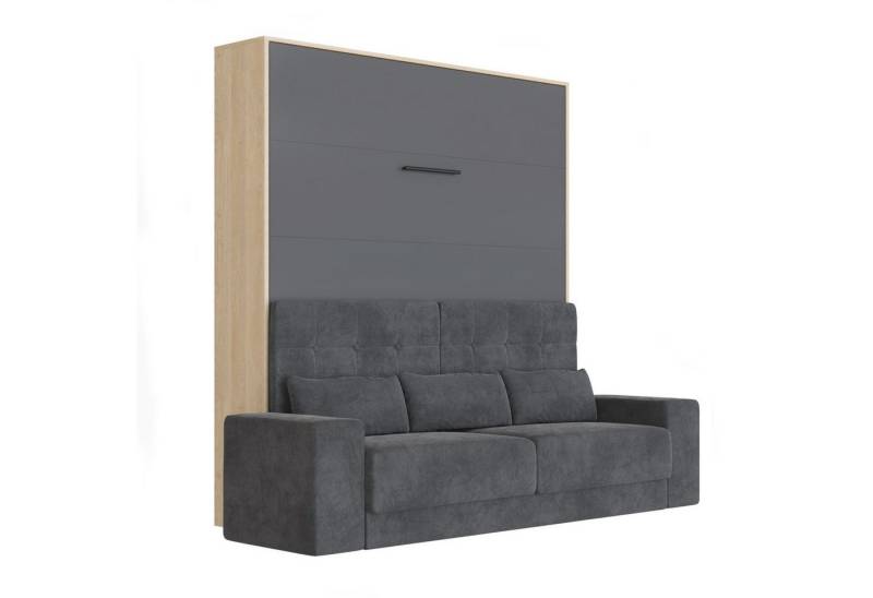 SMARTBett Schrankbett SMARTBett Schrankbett M1 140x200 Vertikal mit Sofa Anthrazit von SMARTBett