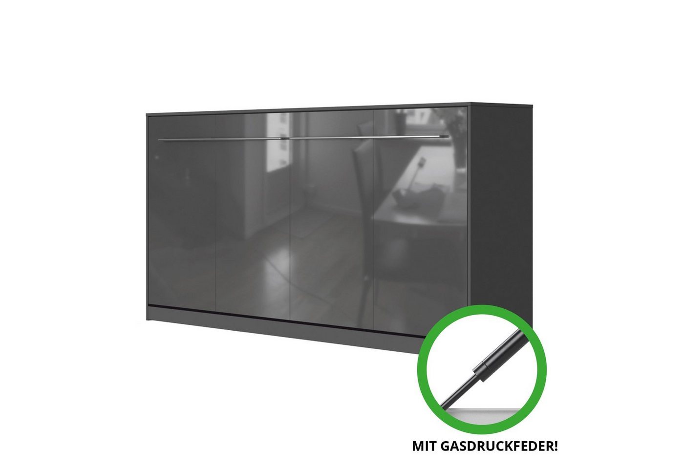 SMARTBett Schrankbett SMARTBett Standard 90x200 Komfort Lattenrost horizontal/quer klappbar, Regale im Korpus, für Matratzen bis 17 cm Höhe von SMARTBett