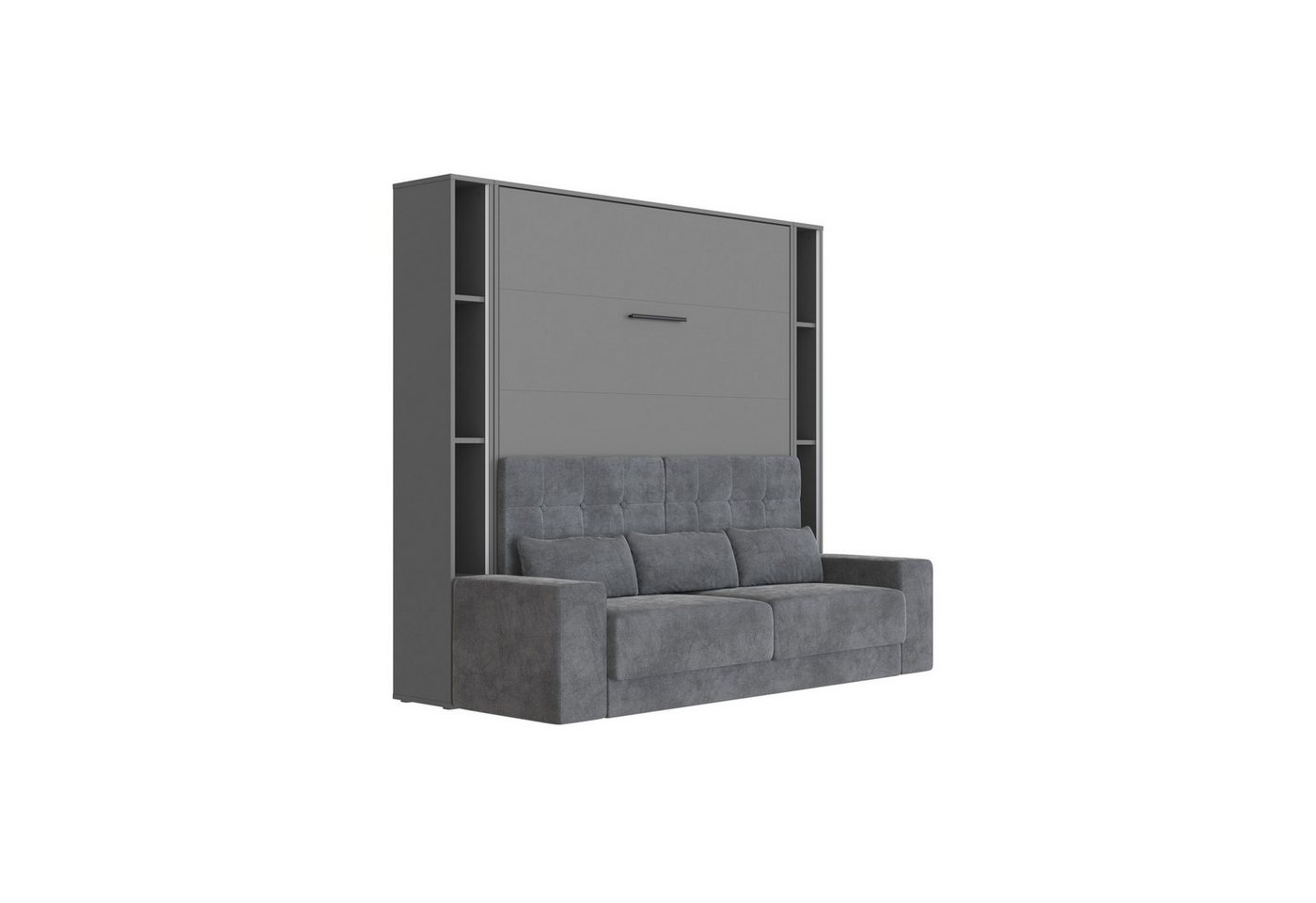 SMARTBett Schrankbett Schrankbett Set mit Sofa M1 180x200 + 2 Standregale inkl.LED (25-St) von SMARTBett