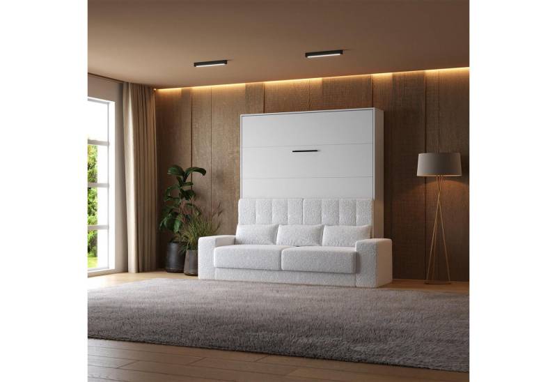 SMARTBett Schrankbett Schrankbett +SOFA Weiss M1 160x200 V Klappbett (Schrankbett+ Sofa, 2-St., Schrankbett+ Sofa) von SMARTBett