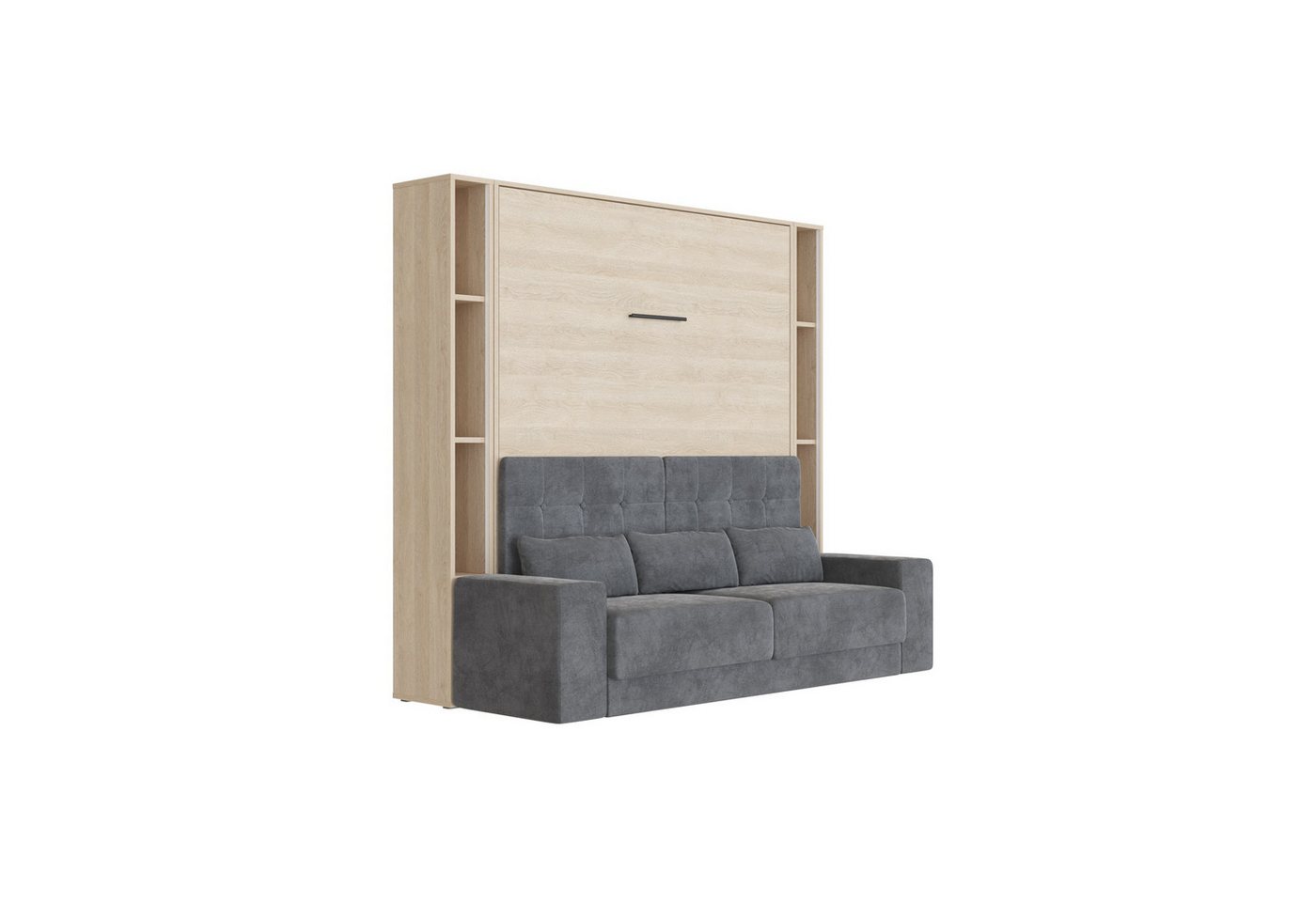 SMARTBett Schrankbett SchrankbettSet mit Sofa M1 160x200 + 2 Standregale inkl.LED (24-St) von SMARTBett