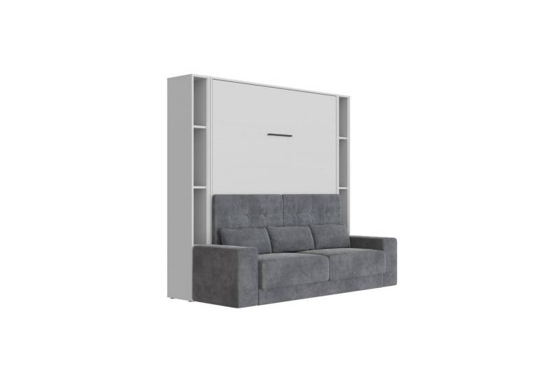 SMARTBett Schrankbett SchrankbettSet mit Sofa M1 160x200 + 2 Standregale inkl.LED (24-St) von SMARTBett