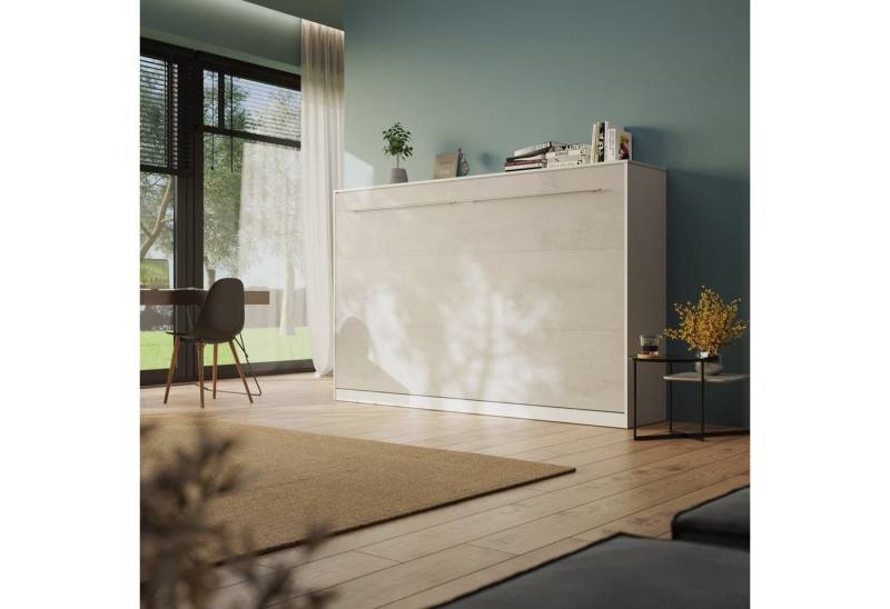 SMARTBett Schrankbett Standard 120x200cm Weiß horizontal inkl. Lattenrost Klappbett, Wandklappbett mit Gasdruckfedern von SMARTBett