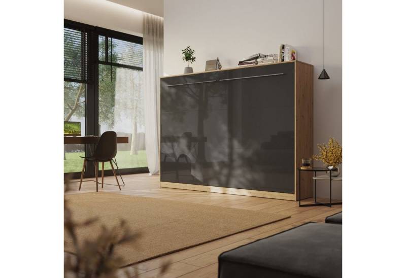 SMARTBett Schrankbett Standard 140x200 cm, Wildeiche Klappbett horizontal/ quer, Gasdruckfedern von SMARTBett