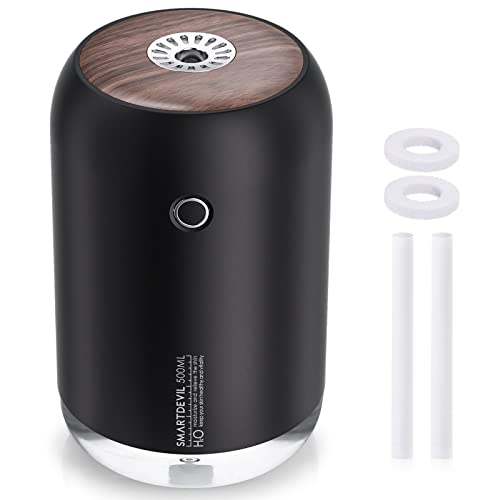 SMARTDEVIL Luftbefeuchter Schlafzimmer 500ml, USB Mini Kleiner Luftbefeuchter, Automatische Abschaltung, Nachtlichtfunktion, Leise Luftbefeuchter für Schlafzimmer, Büro, Reisen, Pflanzen von SMARTDEVIL