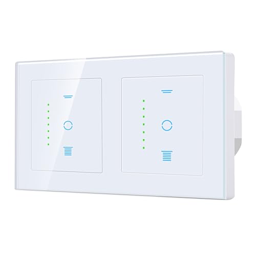 SMARTERCURRY [Gen6.1] 2 Fach WLAN Rolladenschalter, Smart Prozentgenaue Steuerung Jalousieschalter, Rolladensteuerung mit Neutralleiter, APP-Fernbedienung/Zeitsteuerung mit Google/Alexa von SMARTERCURRY