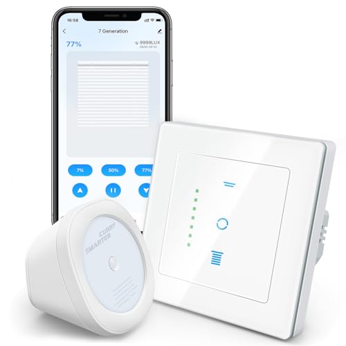 SMARTERCURRY WLAN Rollladensteuerung mit Lichtsensor, [7.0 Pro] Wlan Rolladenschalter zur Steuerung der Rollläden/Jalousien/Markisen, kompatibel mit Amazon Alexa, Google Assistant. Starter-Kit von SMARTERCURRY
