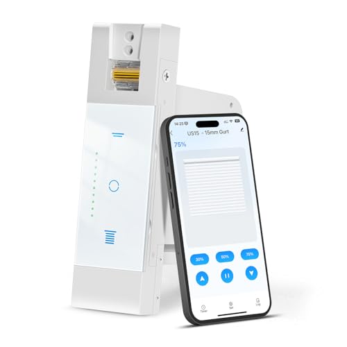 SMARTERCURRY Wlan Elektrischer Gurtwickler US15, 15mm Gurt, Bis 15 kg, 5 m² Rollladen | Rolladenschalter Smart Rolladensteuerung | Prozentuale Kontrolle | Kompatible mit Alexa & Google, 1 Stück von SMARTERCURRY