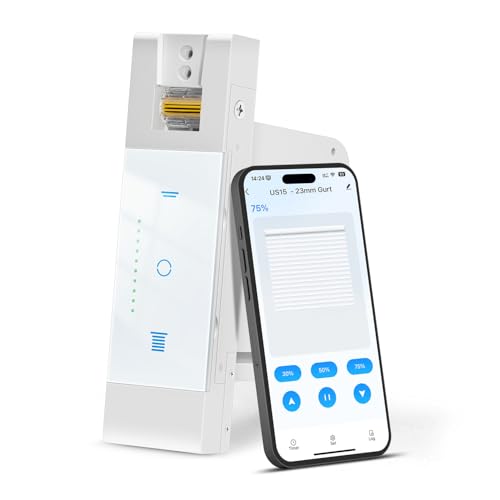 SMARTERCURRY Wlan Elektrischer Gurtwickler US15, 23mm Gurt, Bis 15 kg, 5 m² Rollladen | Rolladenschalter Smart Rolladensteuerung | Prozentuale Kontrolle | Kompatible mit Alexa & Google, 1 Stück von SMARTERCURRY