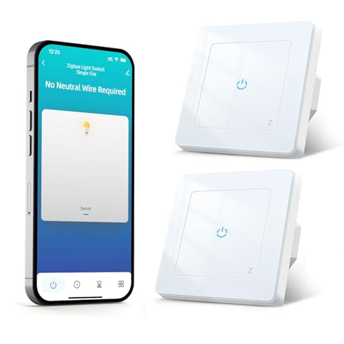 SMARTERCURRY Zigbee Smart Lichtschalter 1 Weg, Kein Neutralleiter Erforderlich, Weiß, 2 Stücke Alexa Lichtschalter Unterputz,Touch Lichtschalter, Timing-Funktion, Gateway Erforderlich SMARTERCURRY Zigbee Smart Lichtschalter 1 Weg, Kein Neutralleiter Erforderlich, Weiß, 2 Stücke Alexa Lichtschalter Unterputz,Touch Lichtschalter, Timing-Funktion, Gateway Erforderlich von SMARTERCURRY