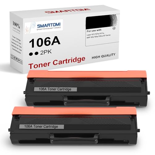 SMARTPMI 106A W1106A Toner Kompatibel für HP 106A Toner für HP 107w Toner Laser 107a 107r für HP 135a Toner Laser MFP 135wg MFP 137fwg 135r 135w 137fnw (2 Schwarz, Mit Chip) von SMARTOMI