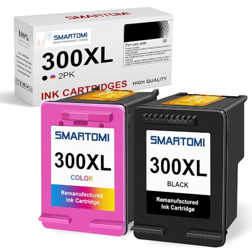 SMARTOMI 300XL Tintenpatronen remanufactured für HP 300XL für Druckern der HP Deskjet D1660 D2560 D2660 D5560 F2480 F4224 F4280 F4580 Envy 110 114 120 Photosmart C4680 C4781 (1 Schwarz,1 Farbe) von SMARTOMI