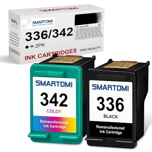 SMARTOMI 2er-Pack 336 342 Tintenpatronen remanufactured für HP 336 342 Tinte für die Nutzung mit Druckern der HP Deskjet 5420 5420v 5432 Officejet 6310 Photosmart 2570 2573 2575a PSC 1507 1510 1510s von SMARTOMI