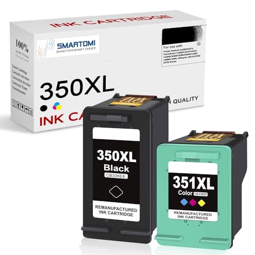 SMARTOMI 350XL 351XL Patronen, Ersatz für HP 350XL 351XL Druckerpatronen für Deskjet D4260 D4360 D5360 Officejet J5780 J6410 Photosmart C4280 C4380 C4480 C4580 C5180 C5280(1 Schwarz,1 Farbe) von SMARTOMI