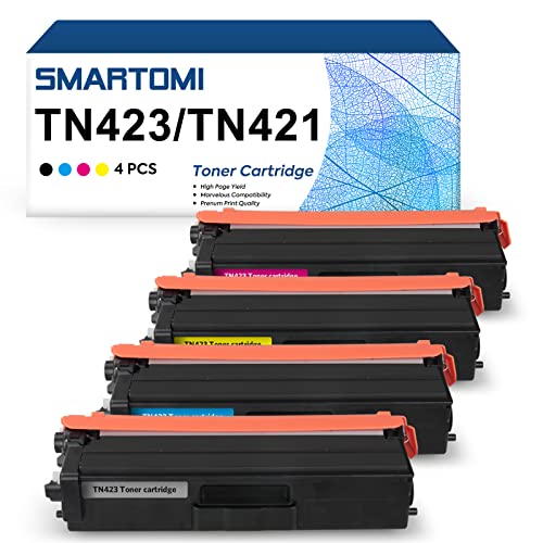 SMARTOMI 4er-Pack Hohe Ergiebigkeit TN423 TN421 Kompatible KCMY-Tonerkartuschen Brother TN423BK TN423C TN423M TN423Y zur Verwendung mit Brother Color Printer HLL8260CDW HLL8360CDW MFCL8690CDW L8900CDW von SMARTOMI