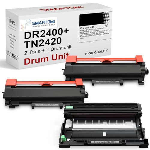 SMARTOMI DR2400 TN2420 Trommel mit Toner kompatibel für Brother TN2420 für DCP-L2510 DCP-L2530 DCP-L2550 HL-L2310 HL-L2350 HL-L2357 HL-L2370 HL-L2375 MFC-L2710 MFC-L2730 MFC-L2750(2 Toner+1 Trommel) von SMARTOMI