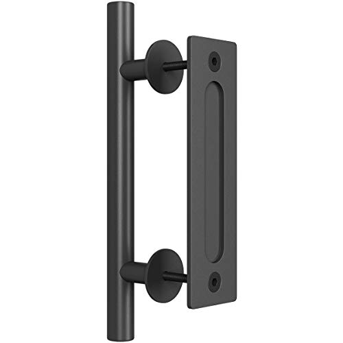 SMARTSTANDARD 30,5 cm Pull und Flush Tür Griff Set in schwarz Schiebetür Hardware Griff von SMARTSTANDARD