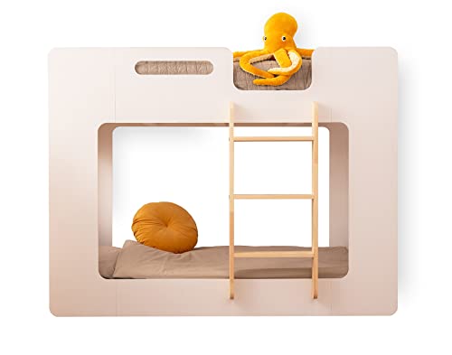 SMARTWOOD Mimi P - Leiter Rechts Etagenbett 90x200 mit Lattenrost und Rausfallschutz - Kinderbett für Jungen und Mädchen - Montessori Bett mit Rausfallschutz und Lattenrost Weiß 200x90 cm von SMARTWOOD