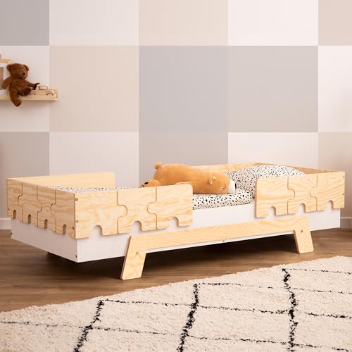 smartwood Kinderbett mit Lattenrost und Rausfallschutz Puzzle BR2 Montessori einzelbett für Jungen und Mädchen - Bett aus Kiefer Sperrholz mit Rausfallschutz und Lattenrost - Weiß - 80x180 cm smartwood Kinderbett mit Lattenrost und Rausfallschutz Puzzle BR2 Montessori einzelbett für Jungen und Mädchen - Bett aus Kiefer Sperrholz mit Rausfallschutz und Lattenrost - Weiß - 80x180 cm von smartwood