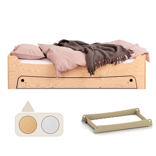 smartwood TILA 10 Kinderbett 90x180 mit Lattenrost und Schublade - Holz Kinderbett für Jungen & Mädchen - Montessori Bett mit Lattenrost 180x90 cm - Naturalholz von smartwood