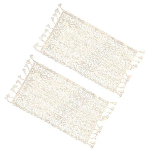 SMASOLO 2 Stück Teiliges Weiße Spitzen Tischmatten Hochzeitstischdecke Französischer Stil Geeignet für Westliche Speisen und Festliche Dekoration von SMASOLO