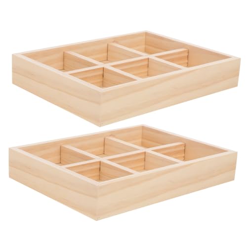 SMASOLO 2 Stück Unterteiltes Holztablett, -serviertablett, Holz, Unterteilte Aufbewahrungsbox Für Snacks, Lebensmittel, Für Vorspeisen, Schmuck, Rustikale Vorspeisen-servierplatte von SMASOLO