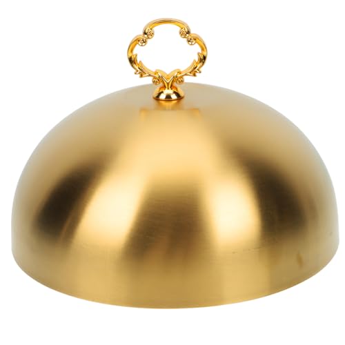 SMASOLO Edelstahl Steak Abdeckung Gold Schutzhaube für Lebensmittel Fliegenschutz Haushalt Robuster Dicker Speisedeckel mit Glatter Oberfläche für Frische Gerichte und Küchengebrauch von SMASOLO