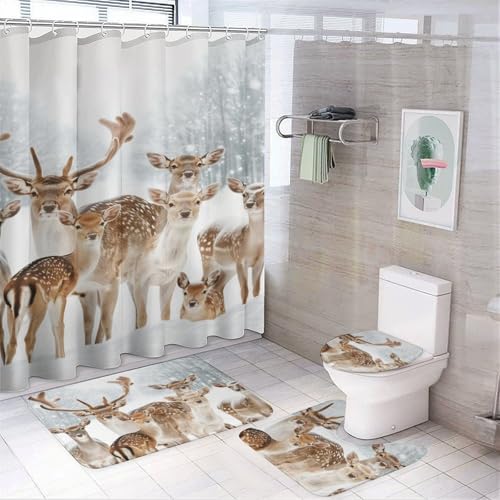 4-teilige Duschvorhang-Sets – Badezimmer-Sets im Cartoon-Stil mit Duschvorhang und Teppichen, bunte tropische Fische, Badezimmer-Zubehör-Sets, Badvorleger, Toilettendeckel, Badezimmer-Toilettenmatte 4-teilige Duschvorhang-Sets – Badezimmer-Sets im Cartoon-Stil mit Duschvorhang und Teppichen, bunte tropische Fische, Badezimmer-Zubehör-Sets, Badvorleger, Toilettendeckel, Badezimmer-Toilettenmatte von SMAZDFXX