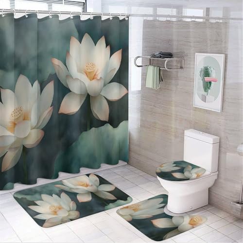 4-teilige Duschvorhang-Sets – Badezimmer-Sets im Graffiti-Stil mit Duschvorhang und Teppichen, Panda-fressender Bambus, Badezimmer-Zubehör-Sets, Badvorleger, Toilettendeckel, Badezimmer-Toilettenmatte 4-teilige Duschvorhang-Sets – Badezimmer-Sets im Graffiti-Stil mit Duschvorhang und Teppichen, Panda-fressender Bambus, Badezimmer-Zubehör-Sets, Badvorleger, Toilettendeckel, Badezimmer-Toilettenmatte von SMAZDFXX