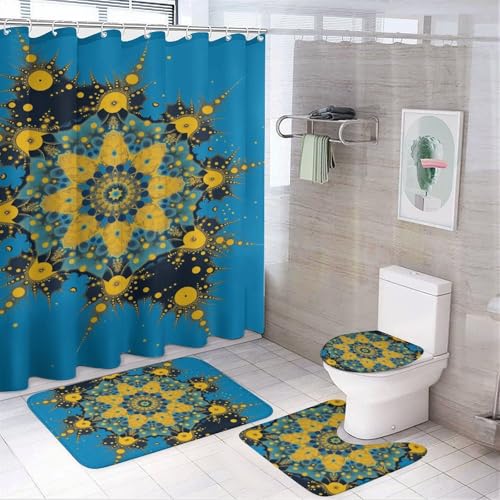 4-teilige Duschvorhang-Sets – Badezimmer-Sets im Punk-Stil mit Duschvorhang und Teppichen, bedruckte Totenkopf-Badezimmer-Zubehör-Sets, Badvorleger, Toilettendeckel, Badezimmer-Toilettenmatte 4-teilige Duschvorhang-Sets – Badezimmer-Sets im Punk-Stil mit Duschvorhang und Teppichen, bedruckte Totenkopf-Badezimmer-Zubehör-Sets, Badvorleger, Toilettendeckel, Badezimmer-Toilettenmatte von SMAZDFXX