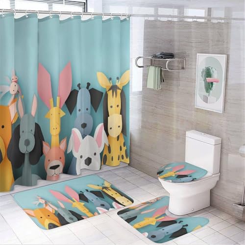 4-teilige Duschvorhang-Sets – Badezimmer-Sets mit dunkelblauem Hintergrund und Duschvorhang und Teppichen, Holzmaserungslinien, Badezimmer-Zubehör-Sets, Badvorleger, Toilettendeckel, Badezimmer-Toilet 4-teilige Duschvorhang-Sets – Badezimmer-Sets mit dunkelblauem Hintergrund und Duschvorhang und Teppichen, Holzmaserungslinien, Badezimmer-Zubehör-Sets, Badvorleger, Toilettendeckel, Badezimmer-Toilet von SMAZDFXX