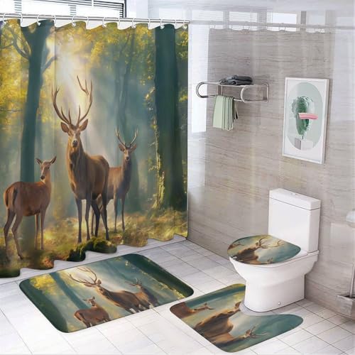 Badezimmer-Sets im Cartoon-Stil mit Duschvorhang und Teppichen – Pflanzen und Blumen, 4-teiliges Duschvorhang-Set mit Teppichen, Toilettendeckelbezug und rutschfester U-förmiger Badematte, 183 x 183 c Badezimmer-Sets im Cartoon-Stil mit Duschvorhang und Teppichen – Pflanzen und Blumen, 4-teiliges Duschvorhang-Set mit Teppichen, Toilettendeckelbezug und rutschfester U-förmiger Badematte, 183 x 183 c von SMAZDFXX