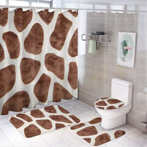 Badezimmer-Sets im abstrakten Stil mit Duschvorhang und Teppichen – geometrische Berge und Sonne, 4-teiliges Duschvorhang-Set mit Teppichen, Toilettendeckelbezug und rutschfester U-förmiger Badematte, Badezimmer-Sets im abstrakten Stil mit Duschvorhang und Teppichen – geometrische Berge und Sonne, 4-teiliges Duschvorhang-Set mit Teppichen, Toilettendeckelbezug und rutschfester U-förmiger Badematte, von SMAZDFXX