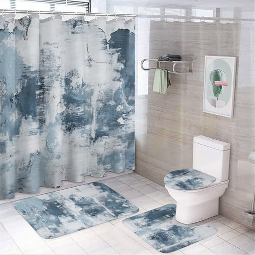 Badezimmer-Sets mit Aquarell-Hintergrund, Duschvorhang und Teppichen – Mandala-Muster, 4-teiliges Duschvorhang-Set mit Teppichen, Toilettendeckelbezug und rutschfester U-förmiger Badematte, 183 x 183 Badezimmer-Sets mit Aquarell-Hintergrund, Duschvorhang und Teppichen – Mandala-Muster, 4-teiliges Duschvorhang-Set mit Teppichen, Toilettendeckelbezug und rutschfester U-förmiger Badematte, 183 x 183 von SMAZDFXX