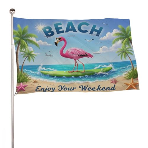 "Beach Enjoy Your Weekend Flamingo" 2x3 Ft Durable Outdoor Decor Banner Terrasse Willkommen Flaggen Frühling Hof Flaggen von SMAZDFXX