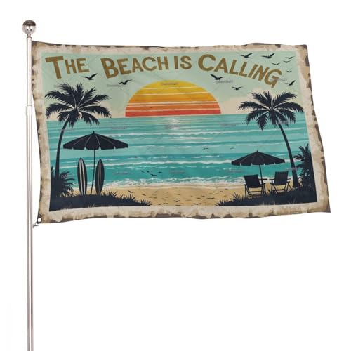 "Beach Is Calling" 5x8 Ft Durable Outdoor Decor Banner Terrasse Willkommen Flaggen Frühling Hof Flaggen von SMAZDFXX