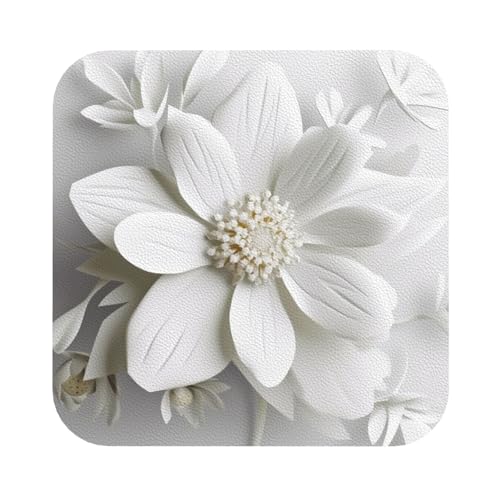 Blumen-Untersetzer, 4er-Set, saugfähiger Lederuntersetzer für Getränke, hitzebeständige Tassenmatte zum Schutz des Tisches, Couchtischmatten für die Heimdekoration des Hauses von SMAZDFXX